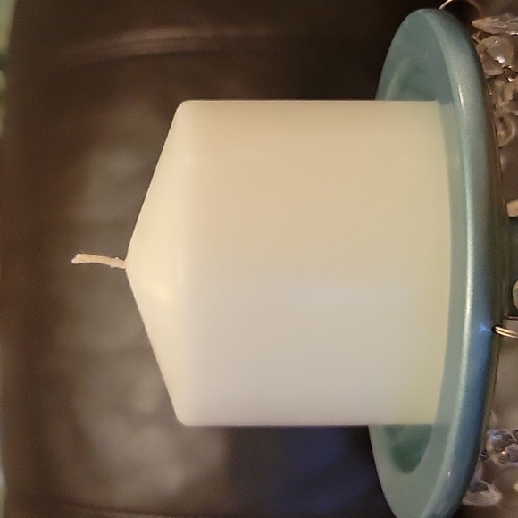 Candle Holder Greenish with Large White Real Candle Victorian Style - Picture 3 of 8